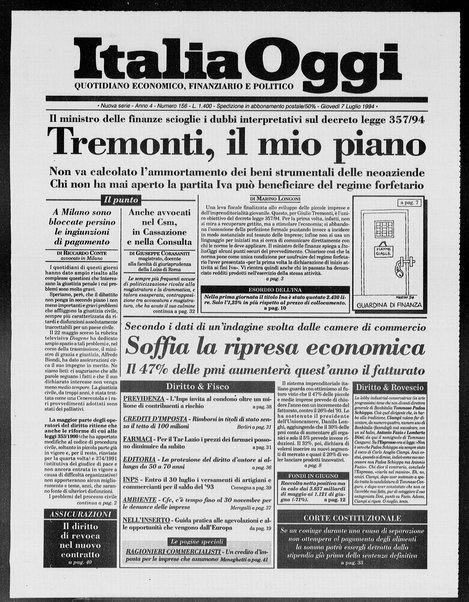 Italia oggi : quotidiano di economia finanza e politica